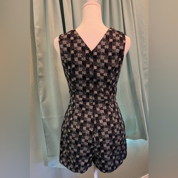 NWOT BCBGeneration Navy Blue Playsuit Checkered Jacquard Skort Romper - Picture 2 of 10